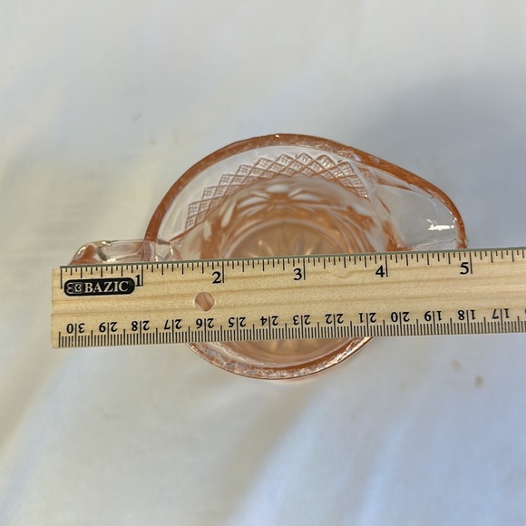 DEPRESSION GLASS PINK FLORAL AND DIAMOND BAND SMALL PITCHER - Picture 15 of 16